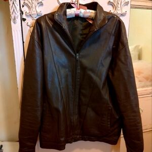 Brown women's leather coat